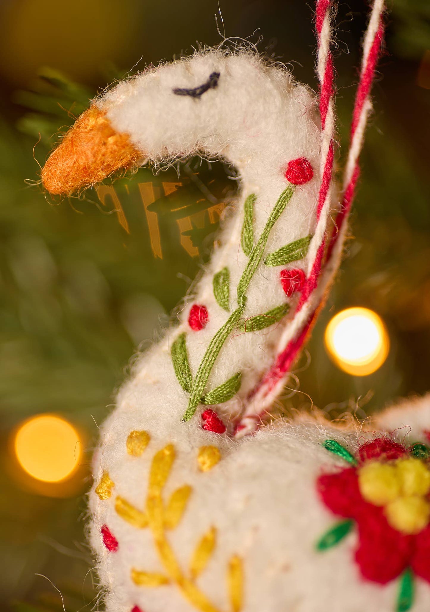 Decorated Felt Swan hanging