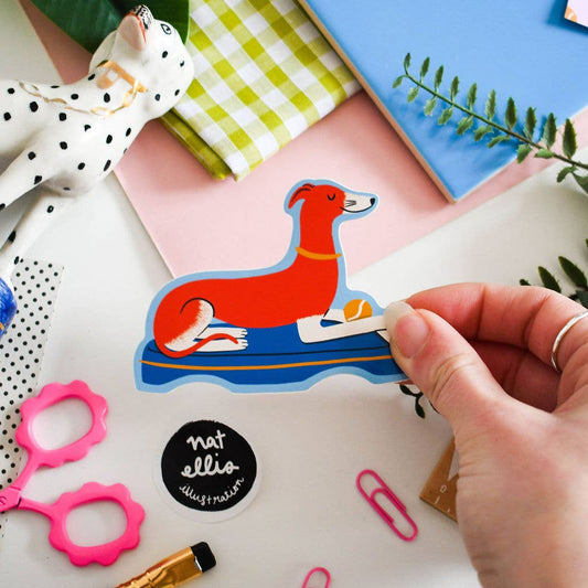 Posh Pups Greyhound Dog - Colourful Vinyl Sticker