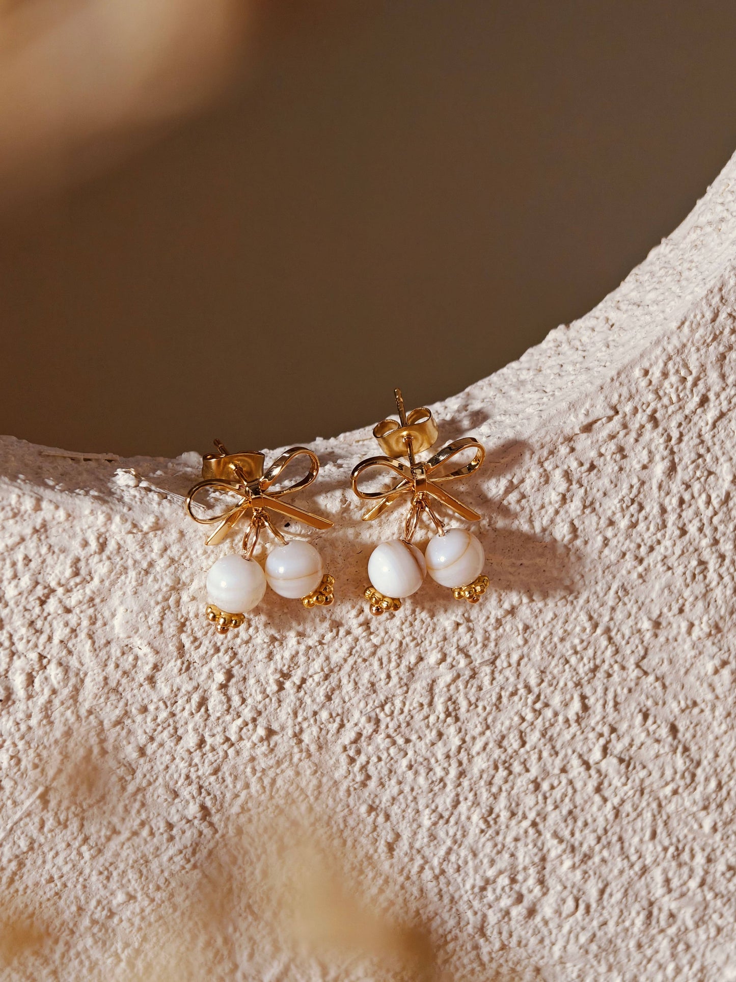 Bow Shell Dangle Earrings