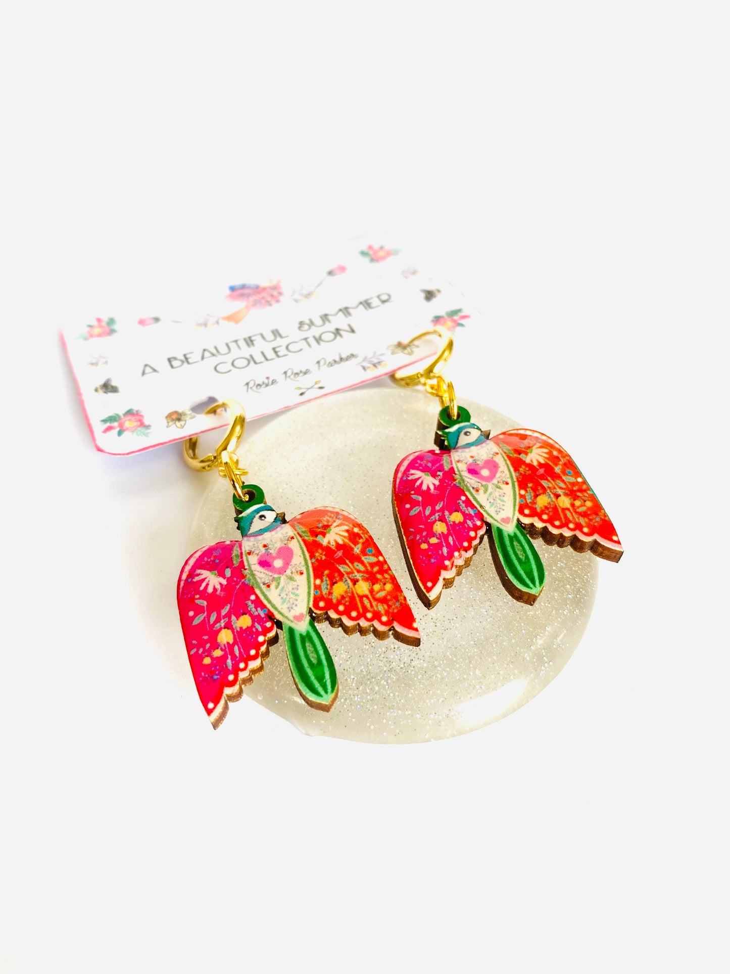 Large bird dangle earrings summer earrings hoop earrings