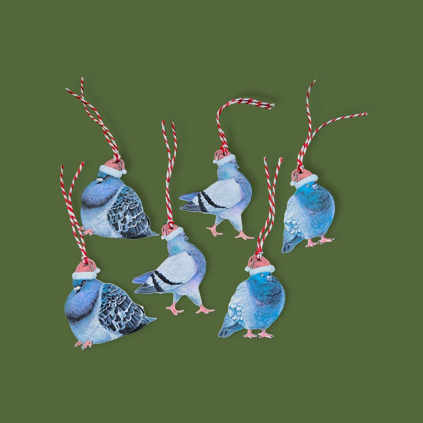 Pigeon Christmas Gift Tags - Set of 6 Card Tags