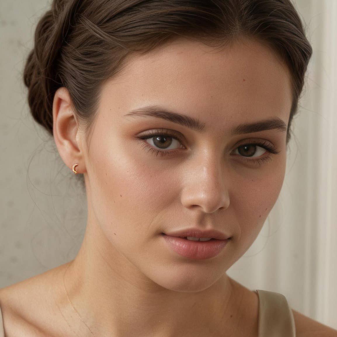 Gold Vermeil Moon Stud Earrings