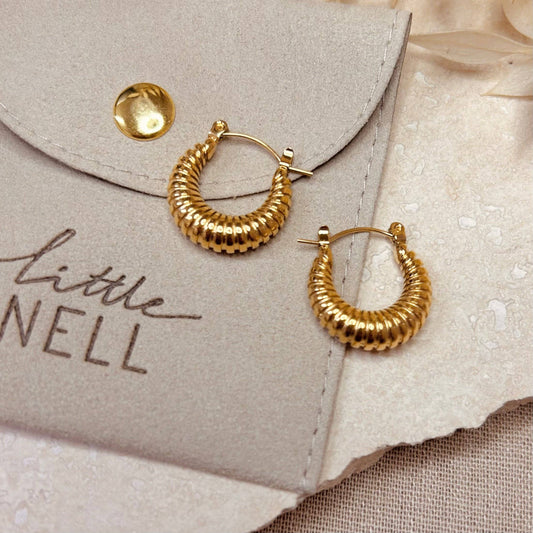 Vintage style gold plated hoops