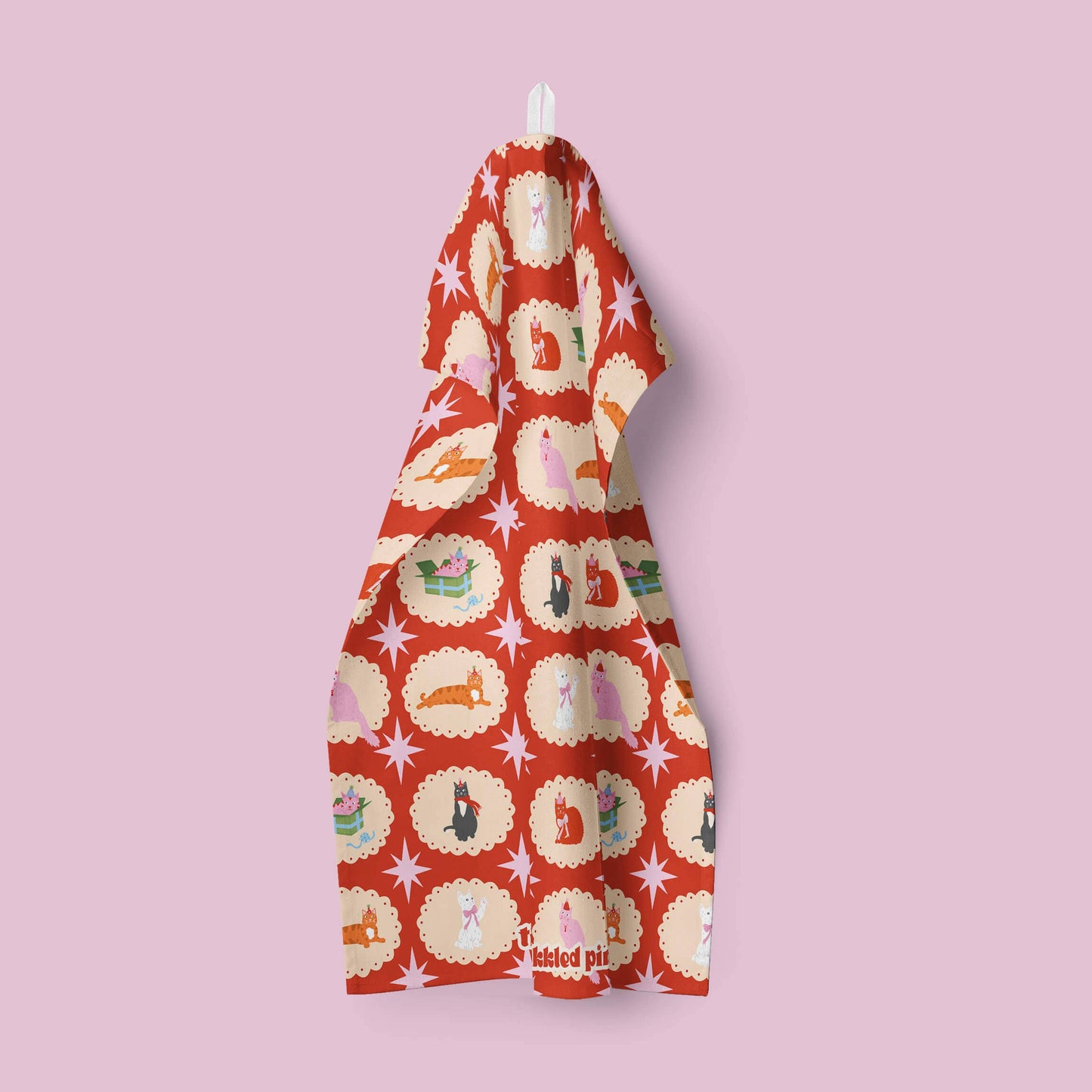 Christmas Cats Tea Towel | Cats Kitchen Towel