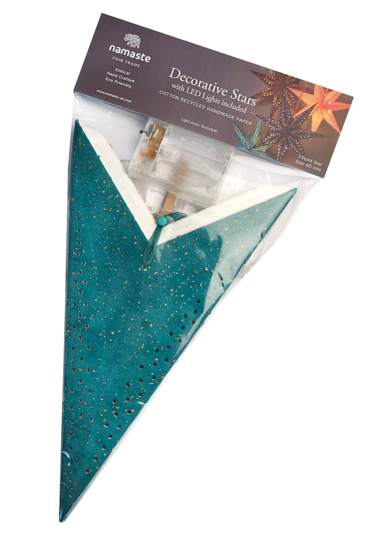 7-Arm Red Velvet Star With Glitter & Led's