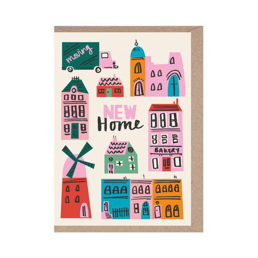 New Home - Many Houses- Greeting Card- Housewarming- Cute