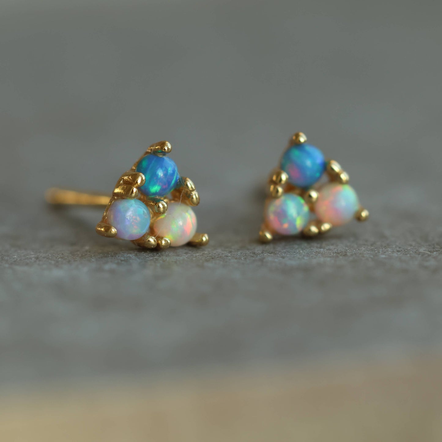 Turquoise Trio Opal Stud Earrings