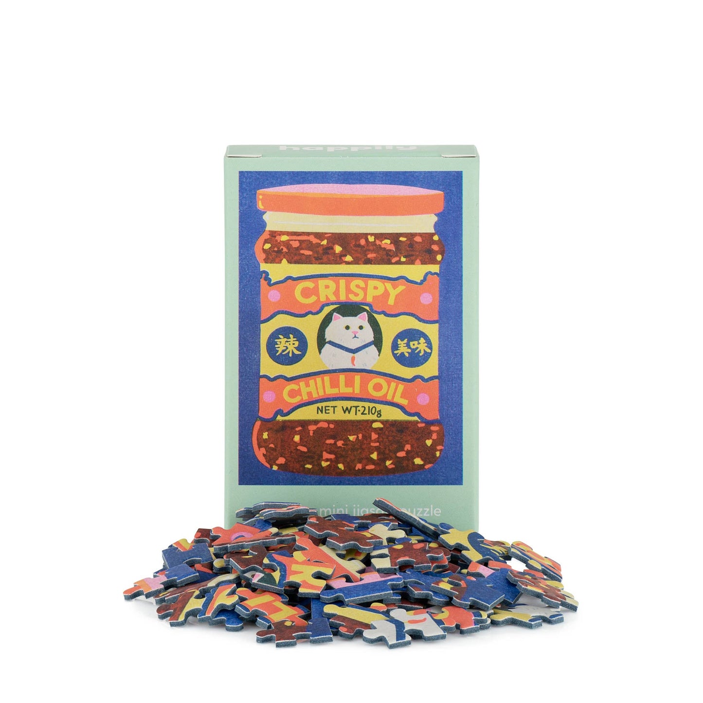 Crispy Chilloii puzzle with packaging on a white background