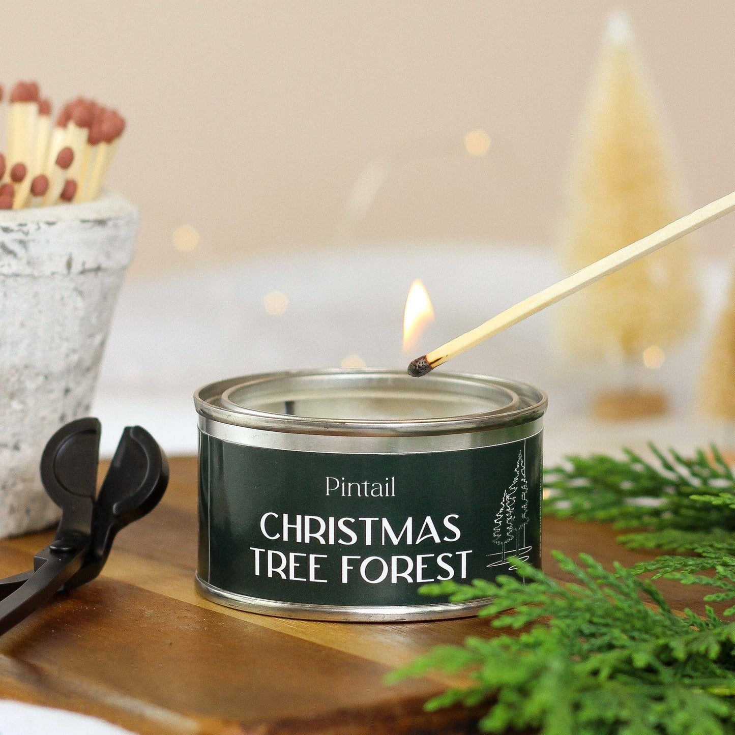 Christmas Tree Forest Paint Pot Candle