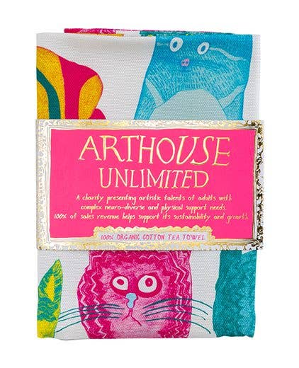 Miaow for Now, 100% Organic Cotton Tea Towel