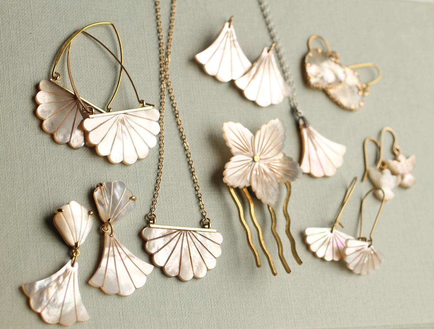 Turquoise Opal and Mother of Pearl Statement Earrings