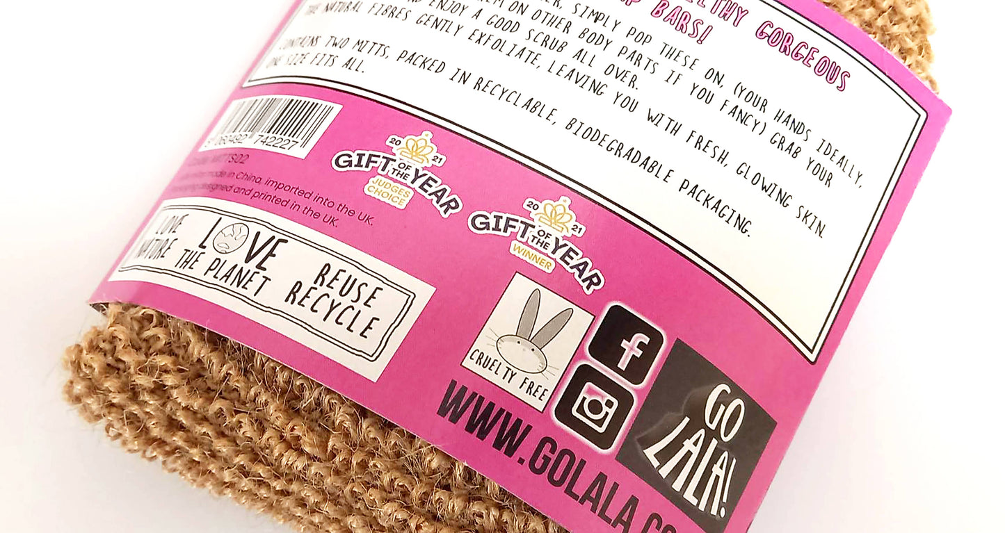 Tits 'n' Bits Mitts - Natural Jute Bath Mitts