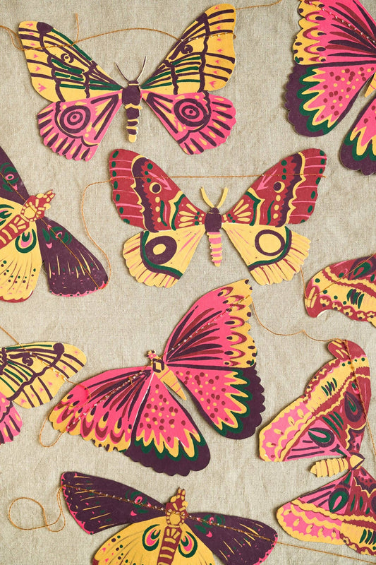Colorful butterfly illustrations on a textured beige background