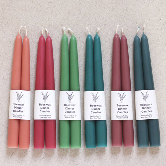 Large Handmade Beeswax Dinner Candles | Taper | Non Dripping