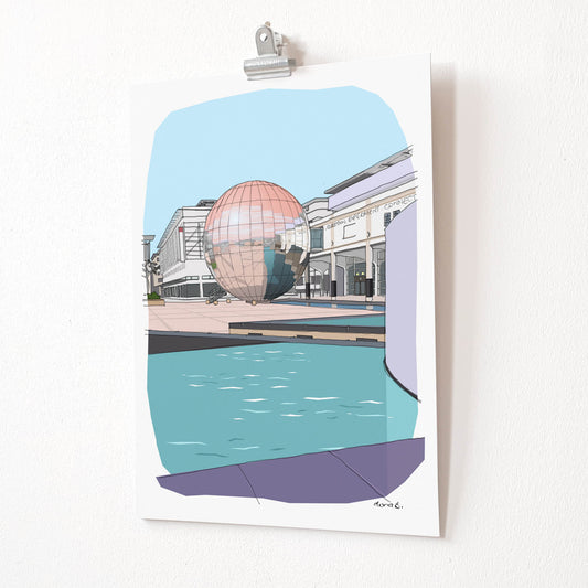 An illustration of Bristol's Millennium Square and museum We The Curious.