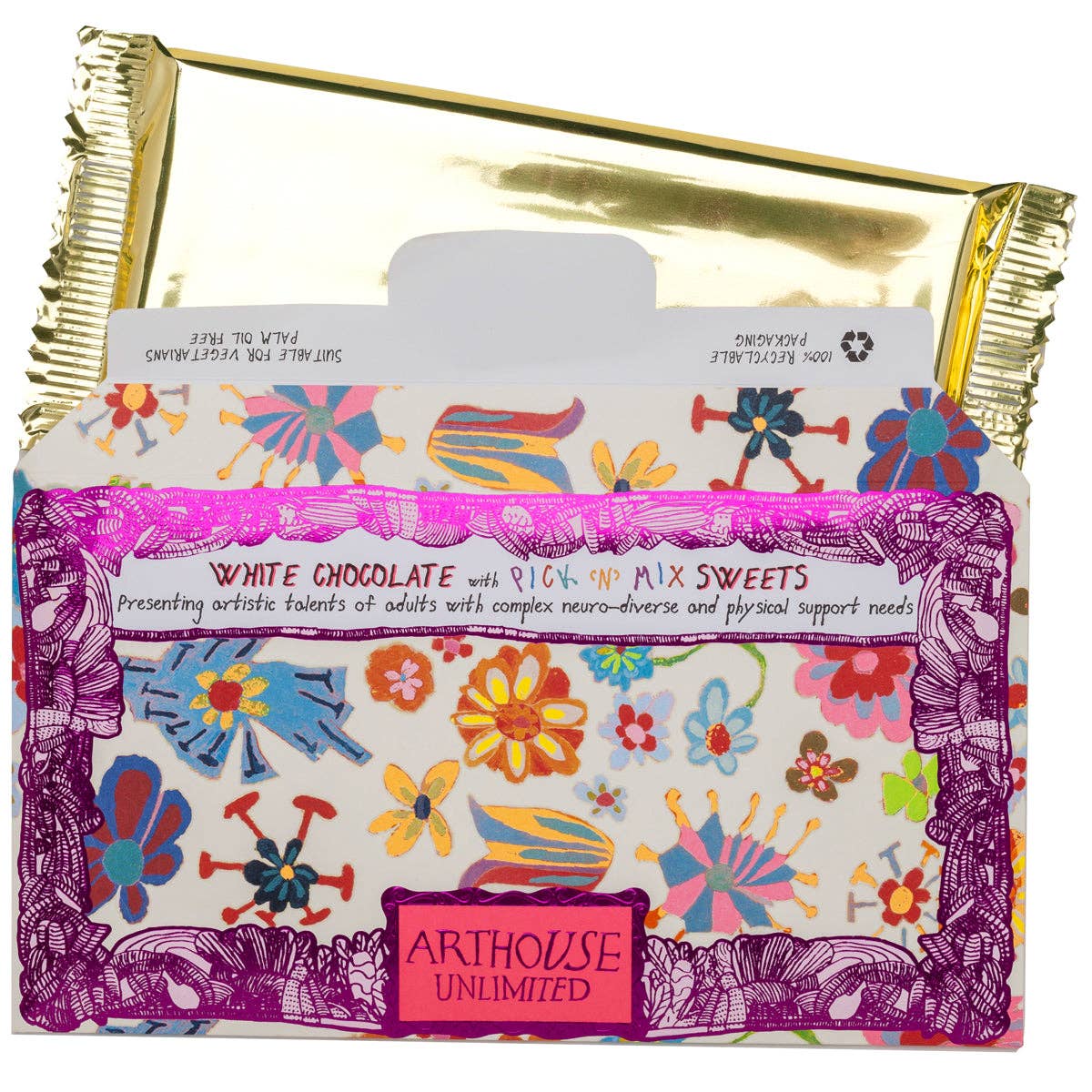 Colorful packaging with floral designs and 'Arthouse Unlimited' branding.