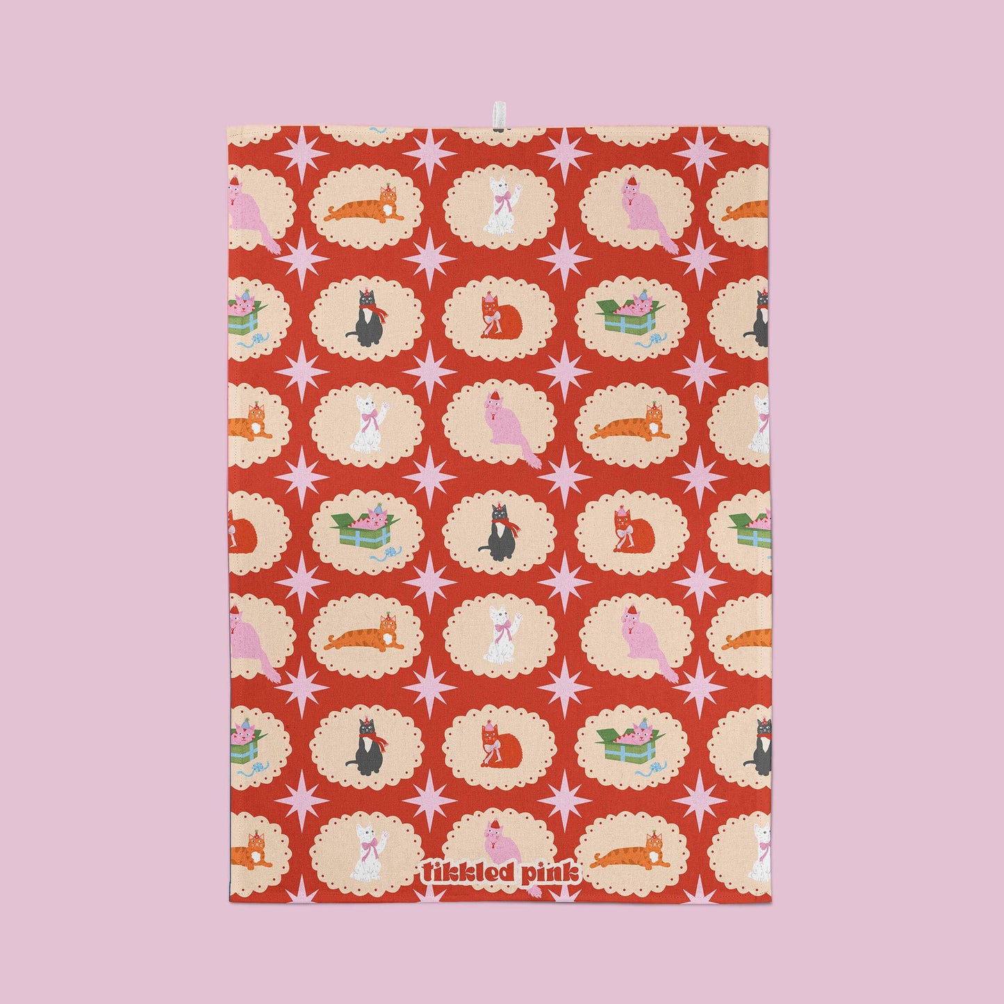 Christmas Cats Tea Towel | Cats Kitchen Towel