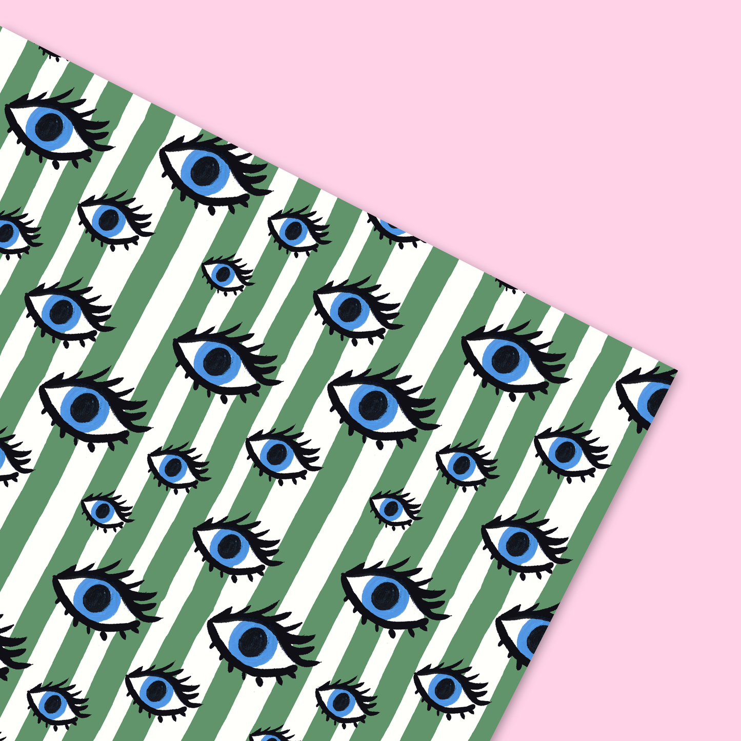 Green Striped Eyes Gift Wrap