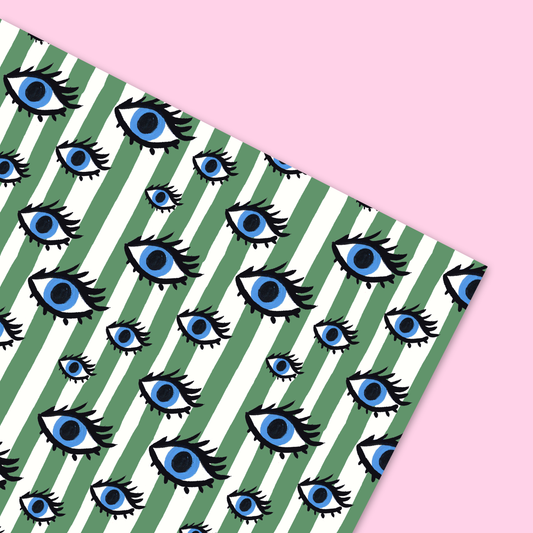 Green Striped Eyes Gift Wrap