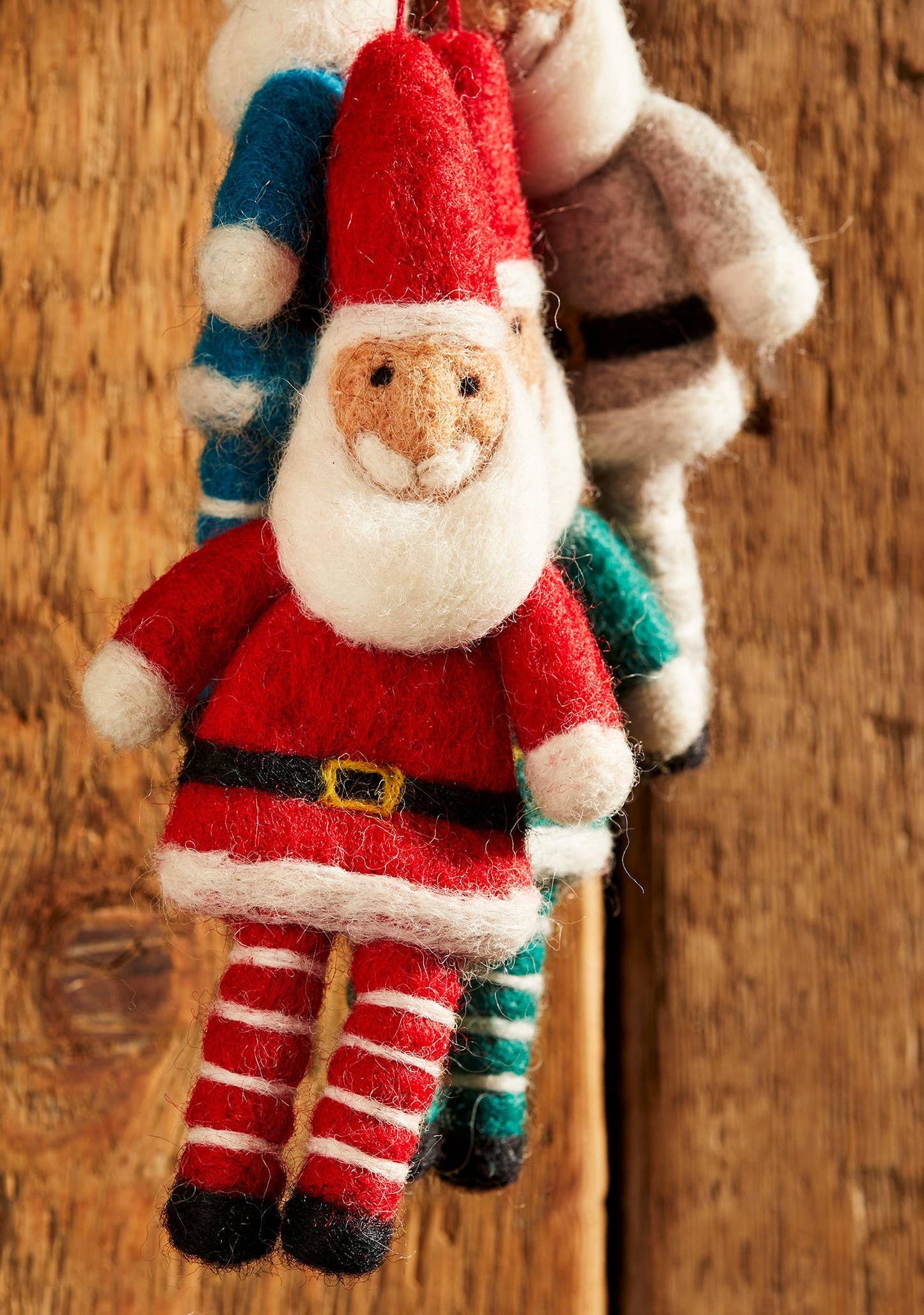 Hanging Felt Santa With Stripey Legs