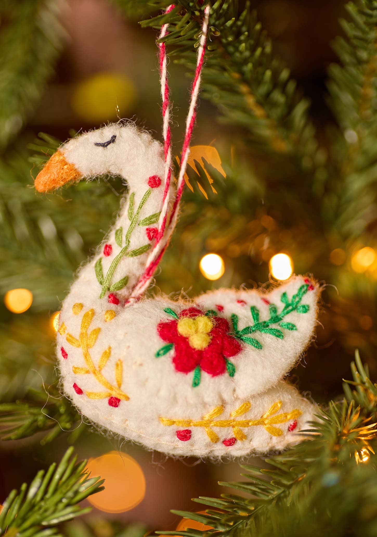 Decorated Felt Swan hanging