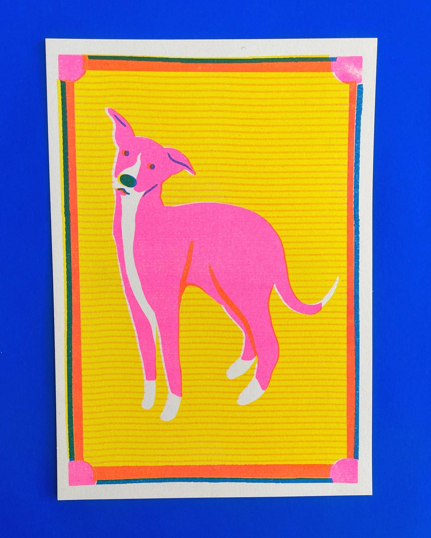 Whippet Mini Risograph Print
