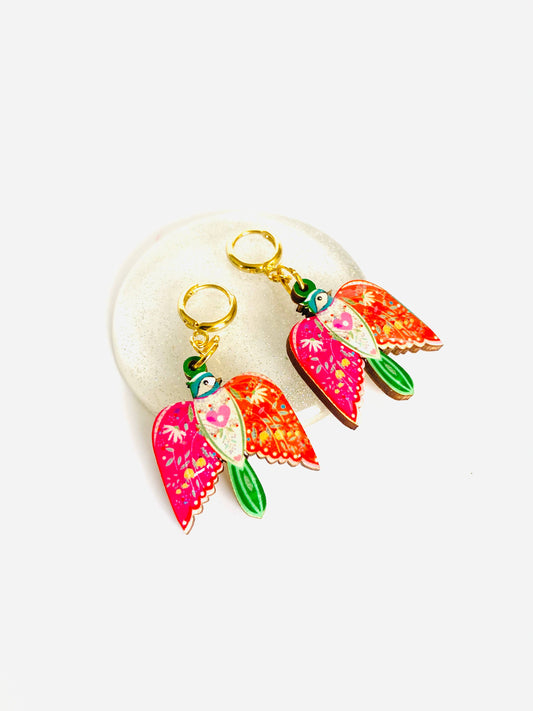 Large bird dangle earrings summer earrings hoop earrings