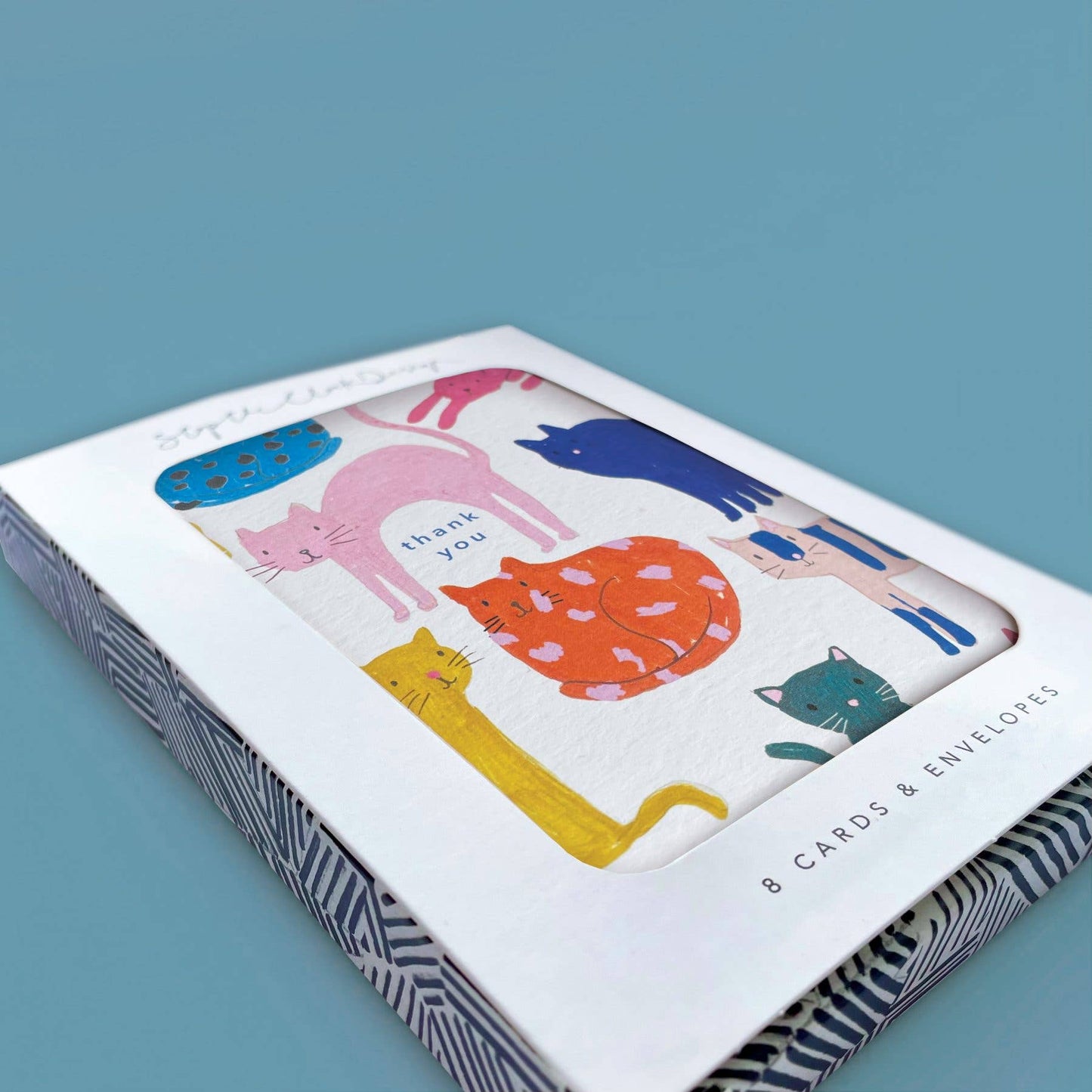 Thank You Colourful Cats Card Pack