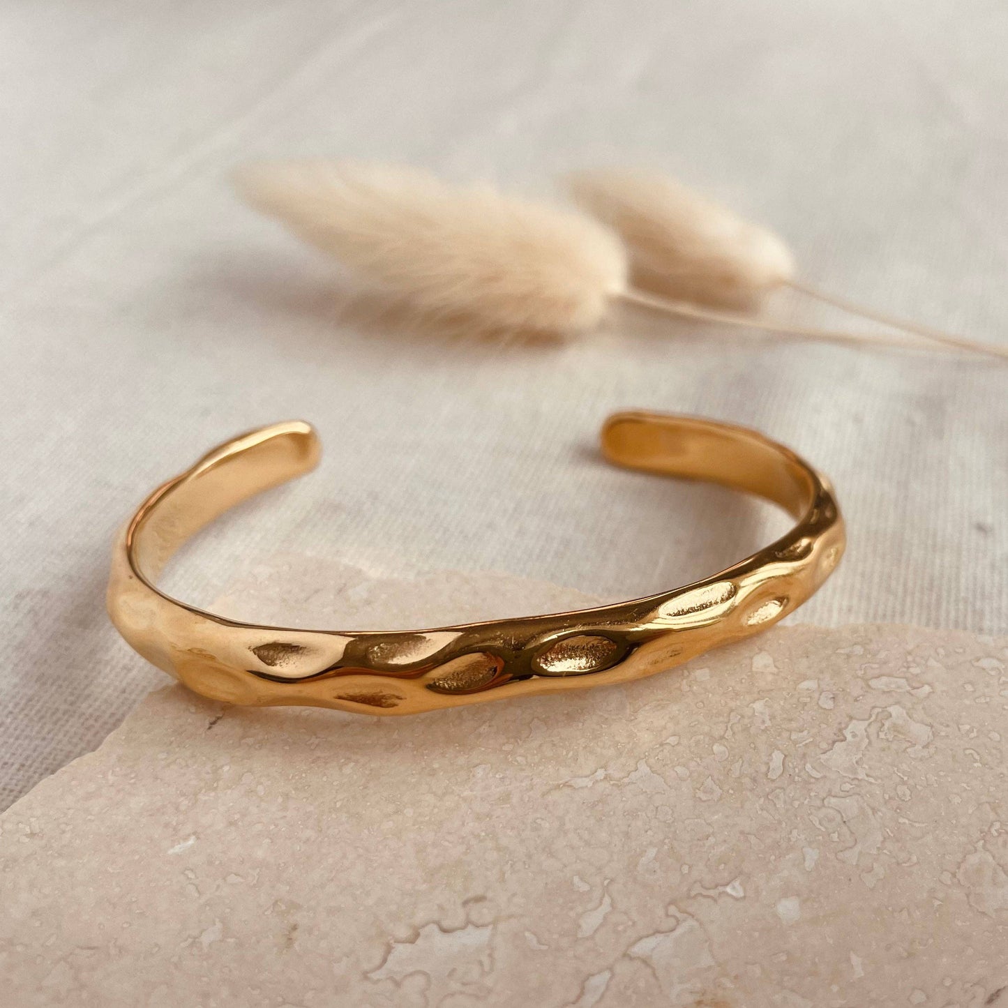 Gold plated hammered bangle