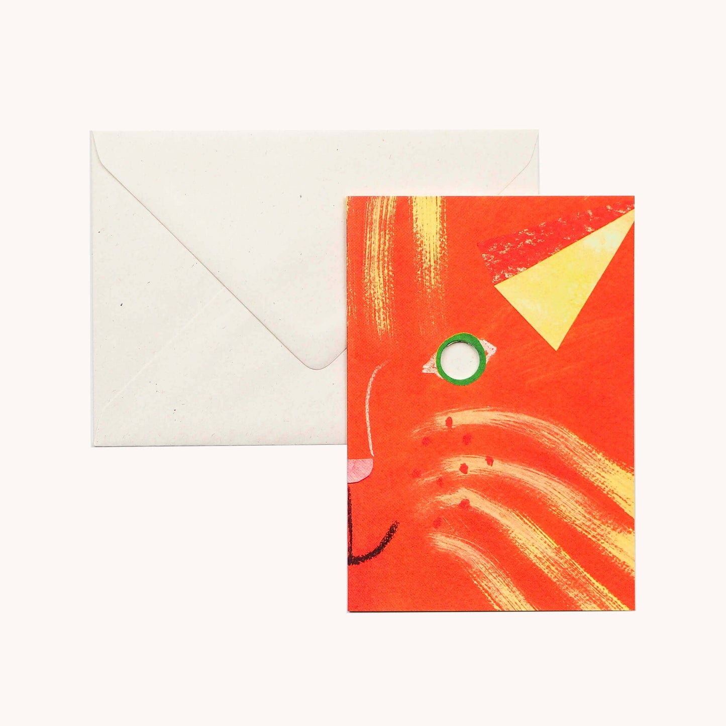 Greeting card with abstract design and envelope on a white background