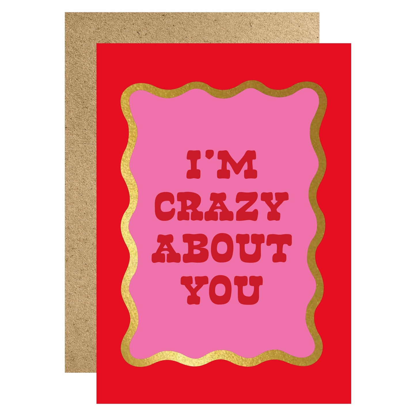 Greeting card with 'I'm crazy about you' text on a red background