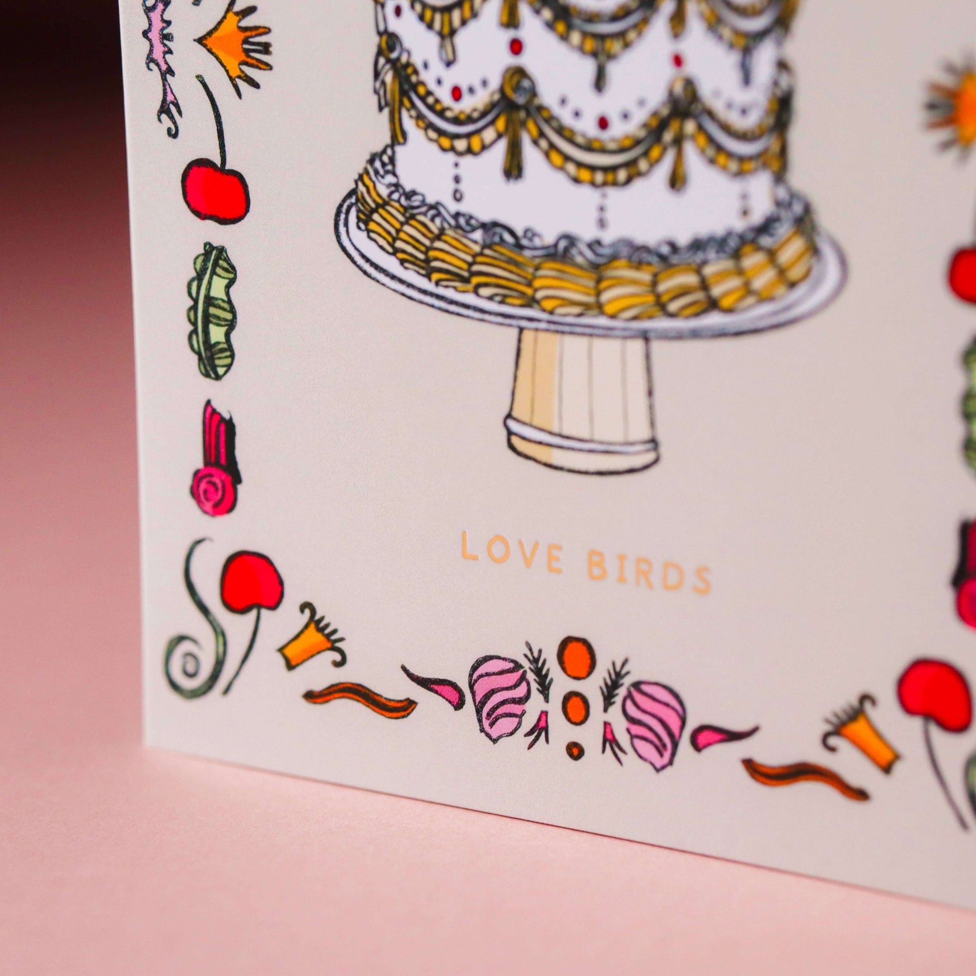 Wedding Card, anniversary card, Congratulations love birds cards with cake design