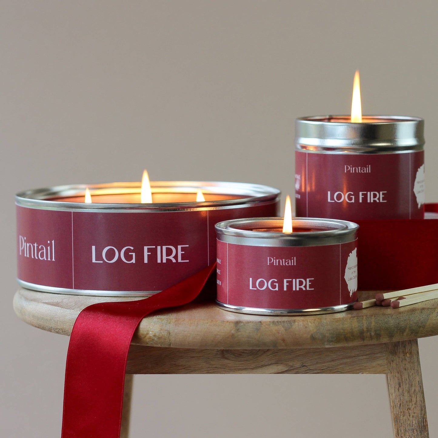 Log fire scented candle