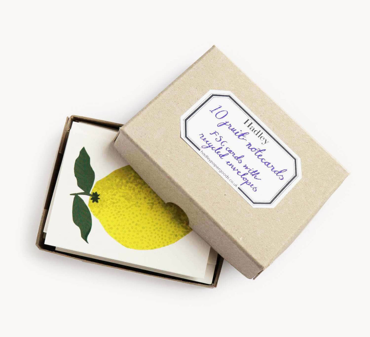 Set of small greetings cards with fruits