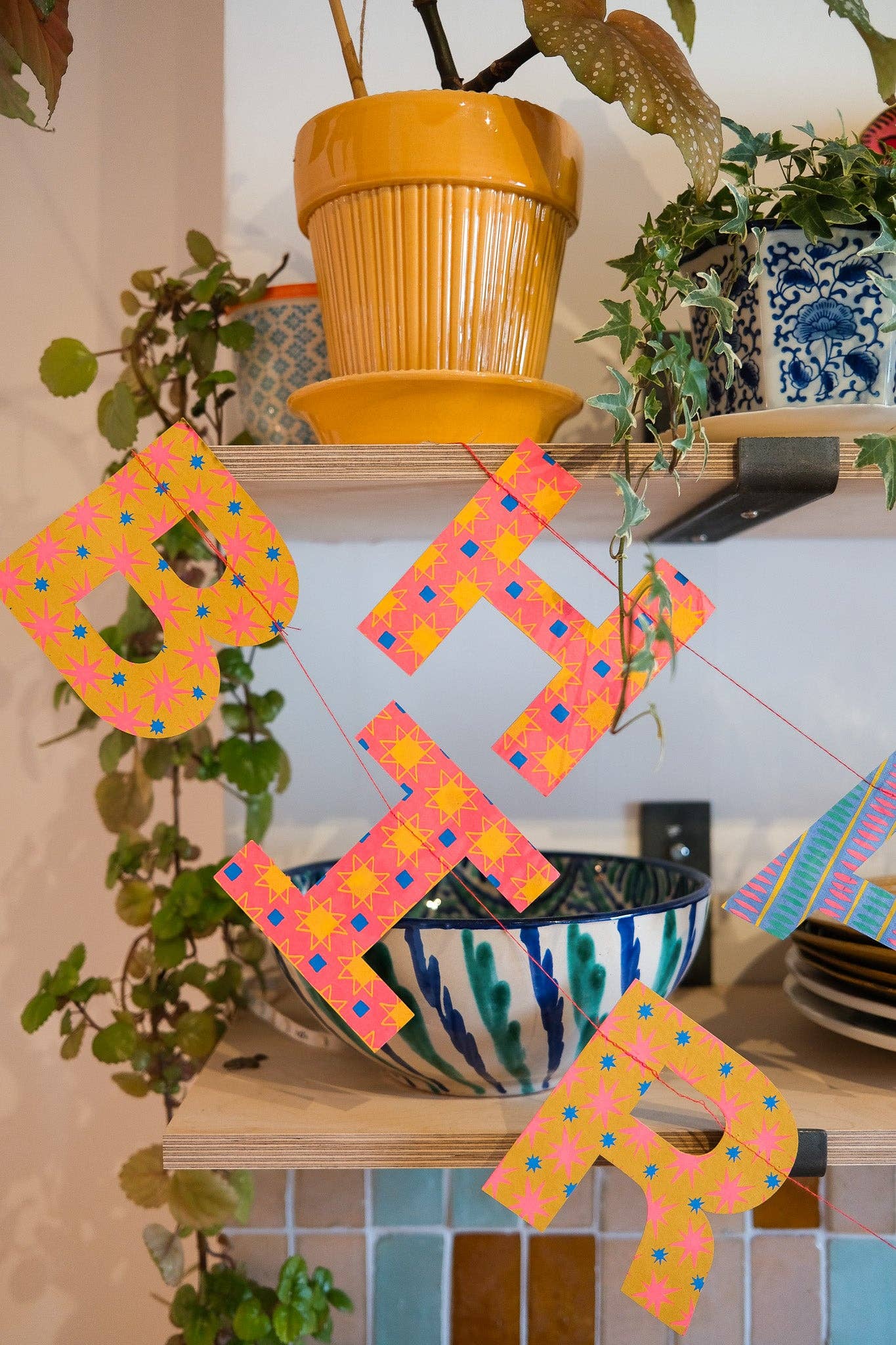 UK/EU: Bright Happy Birthday Sewn Garland