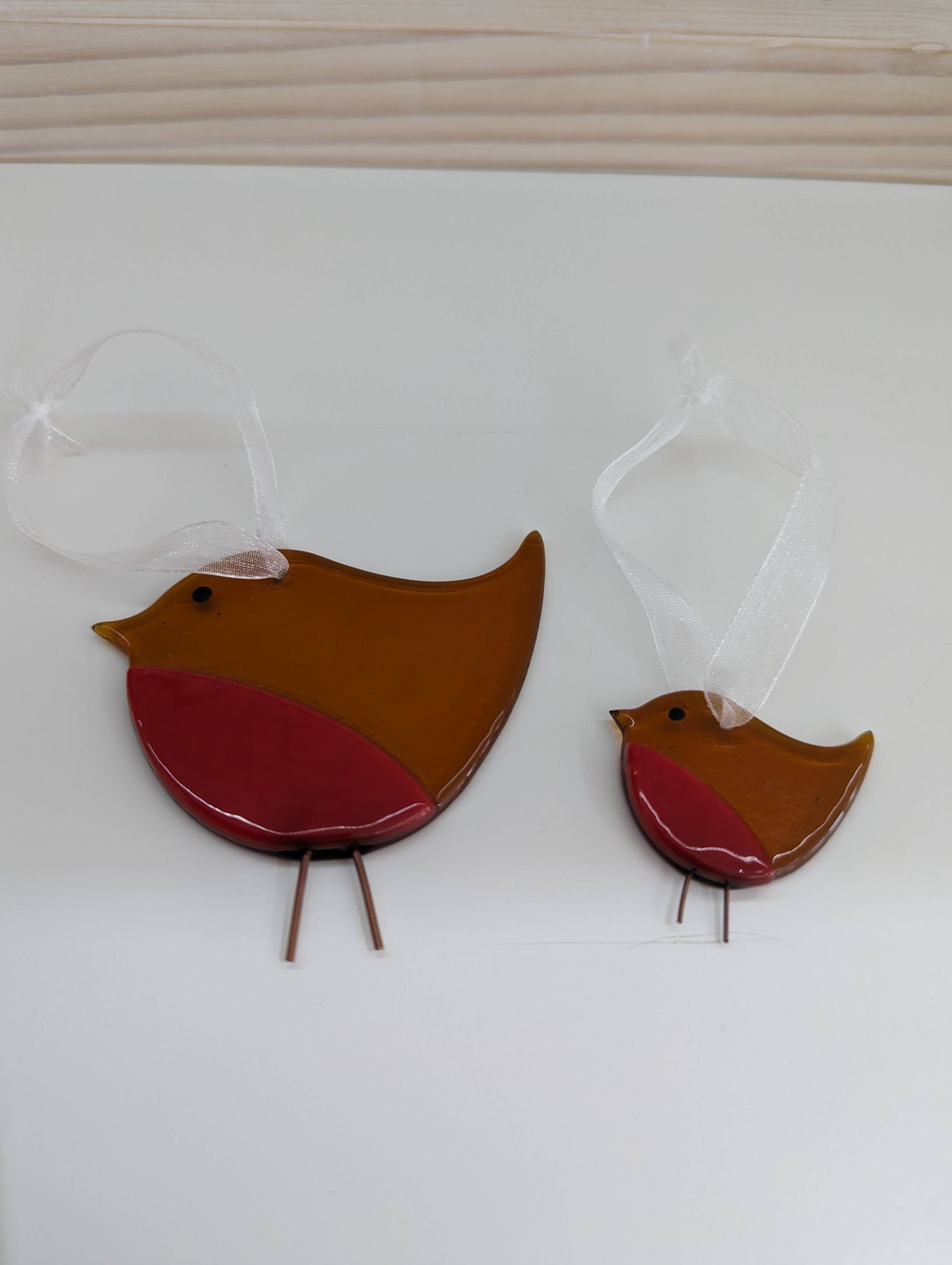 Fused glass robin