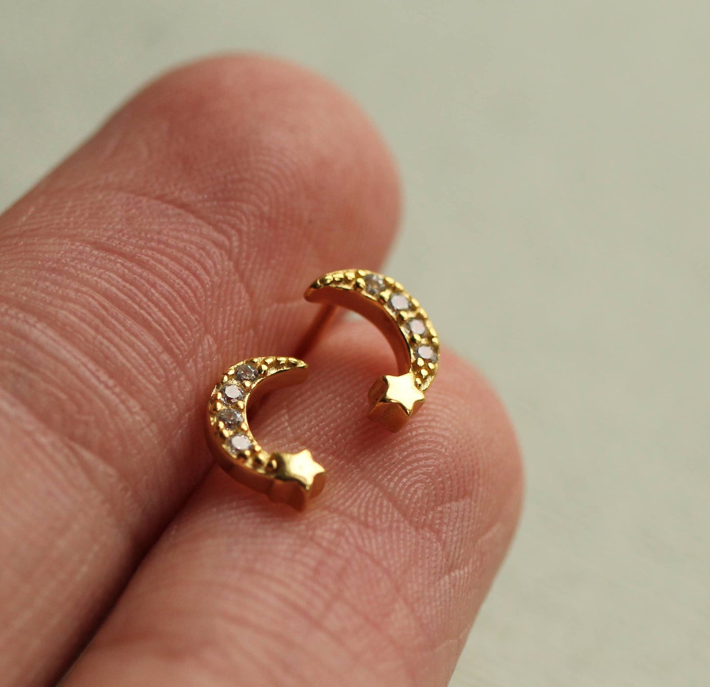 Gold Vermeil Moon Stud Earrings