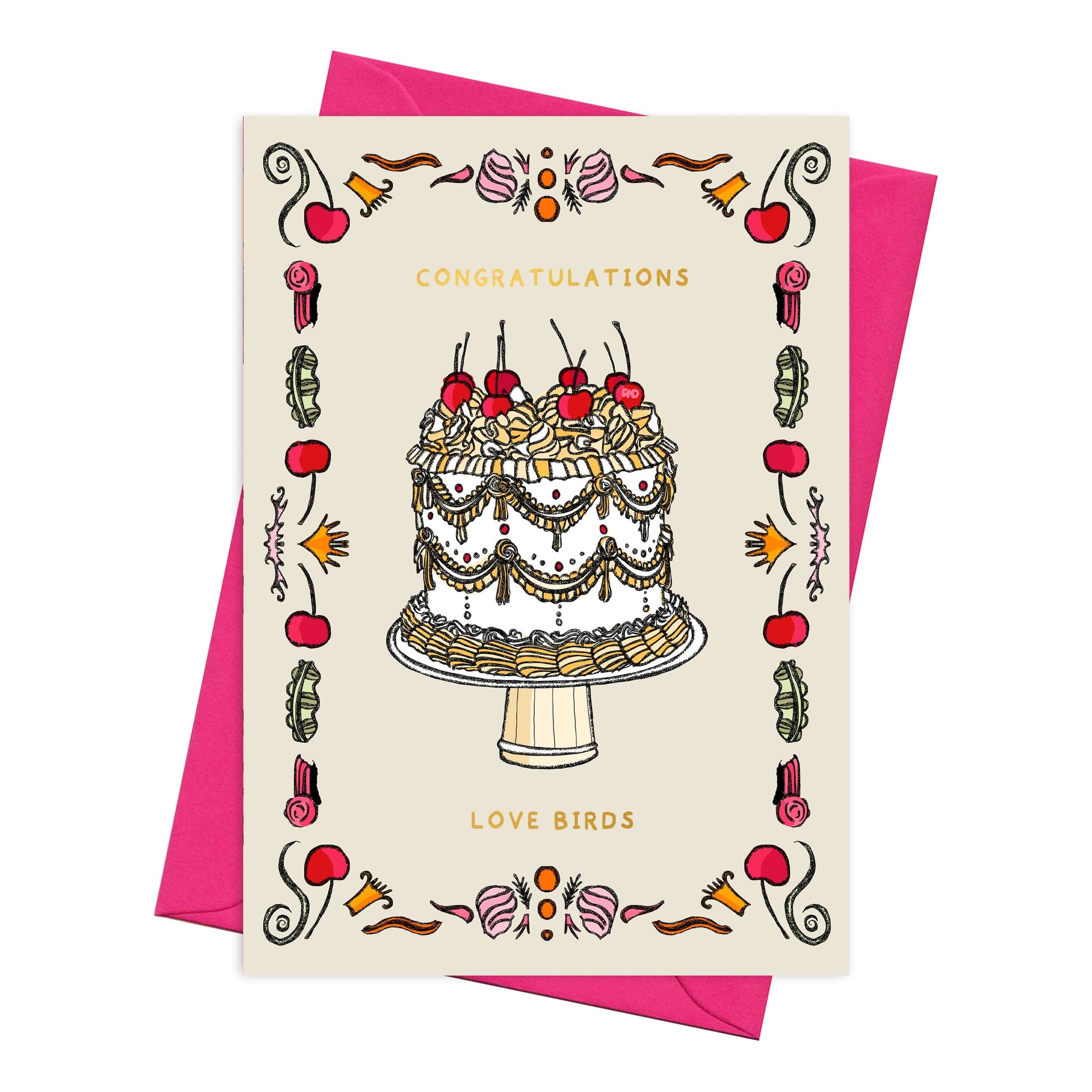 Wedding Card, anniversary card, Congratulations love birds cards with cake design