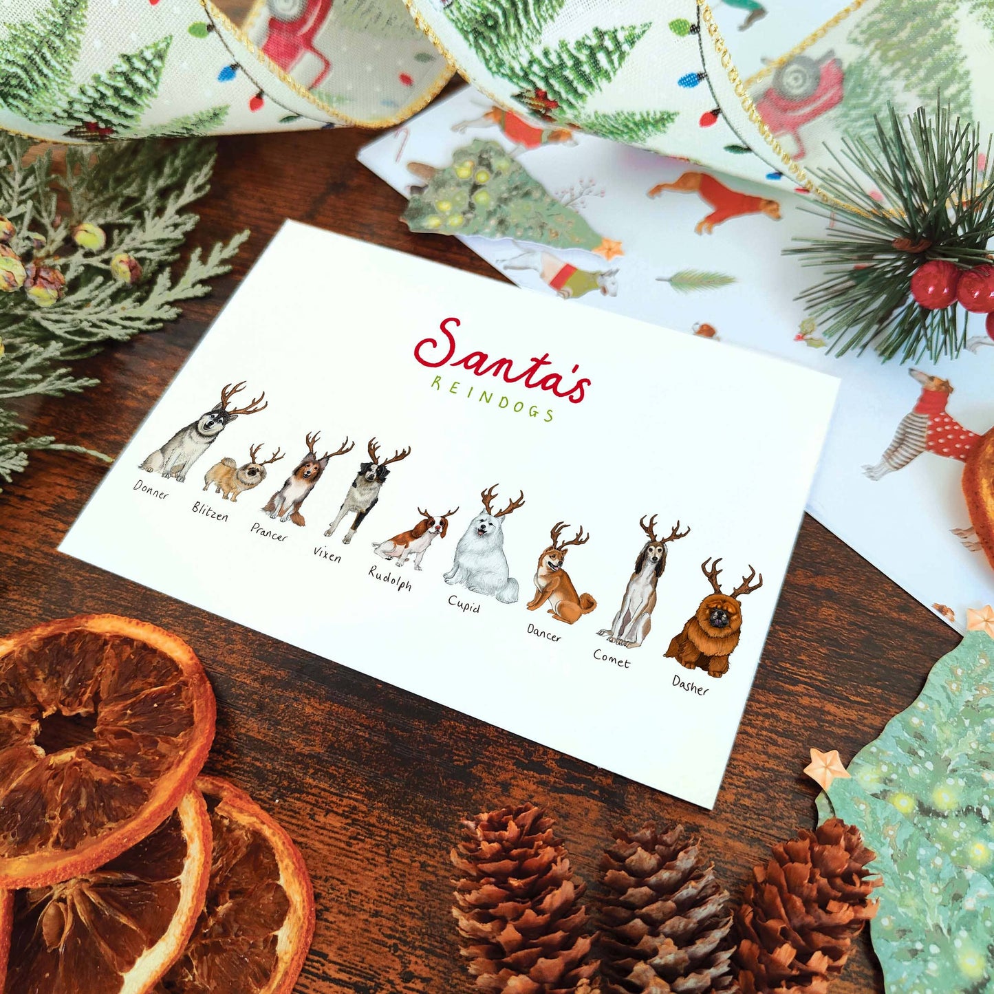 Santa's Reindogs Christmas Card | Dog Xmas Card
