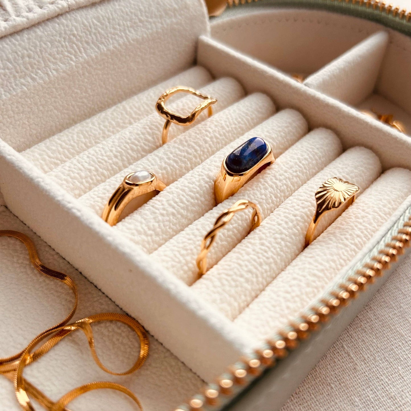 Adjustable gold plated ring