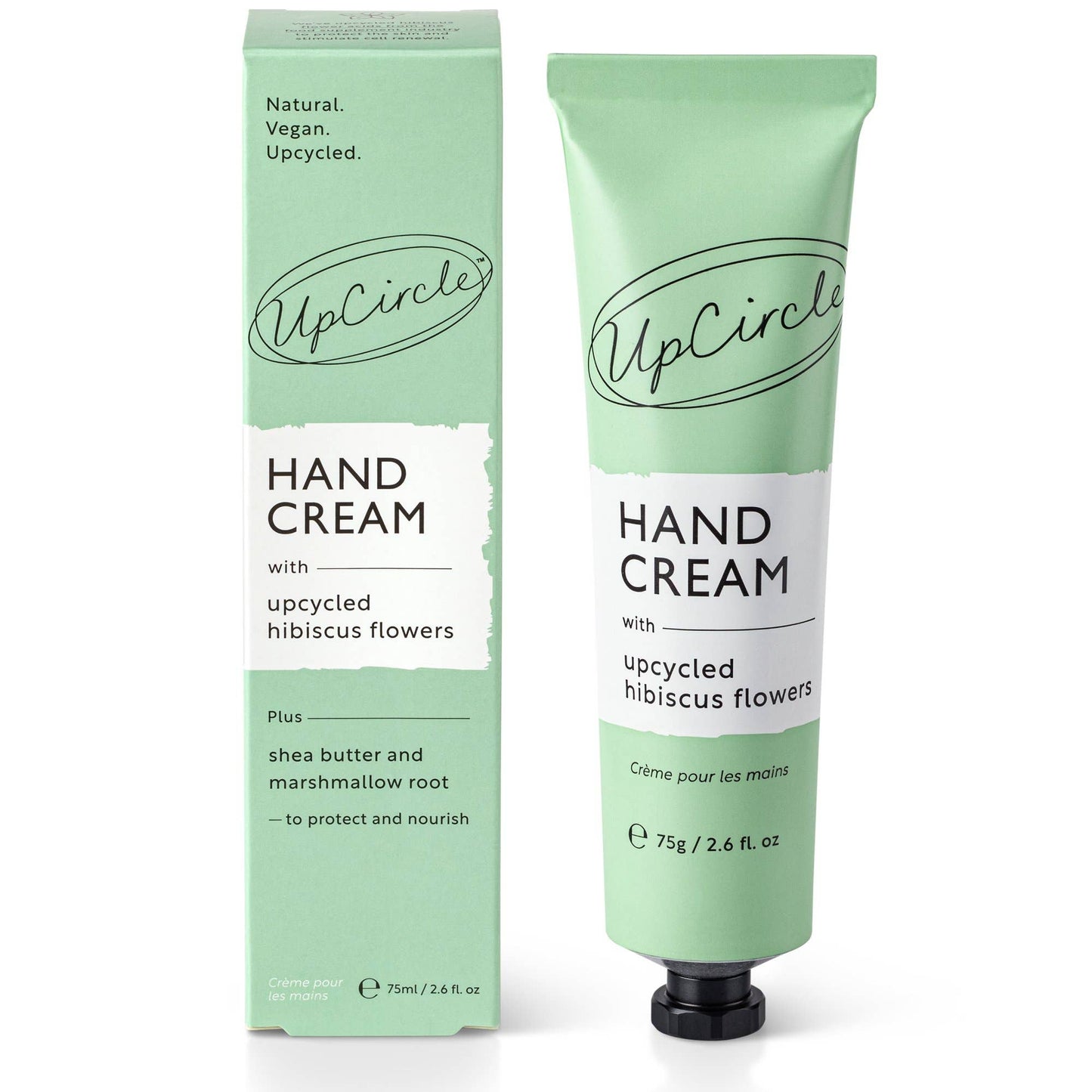 UpCircle hand cream tube and packaging on a white background