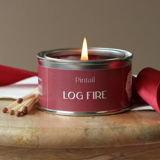 Log fire scented candle