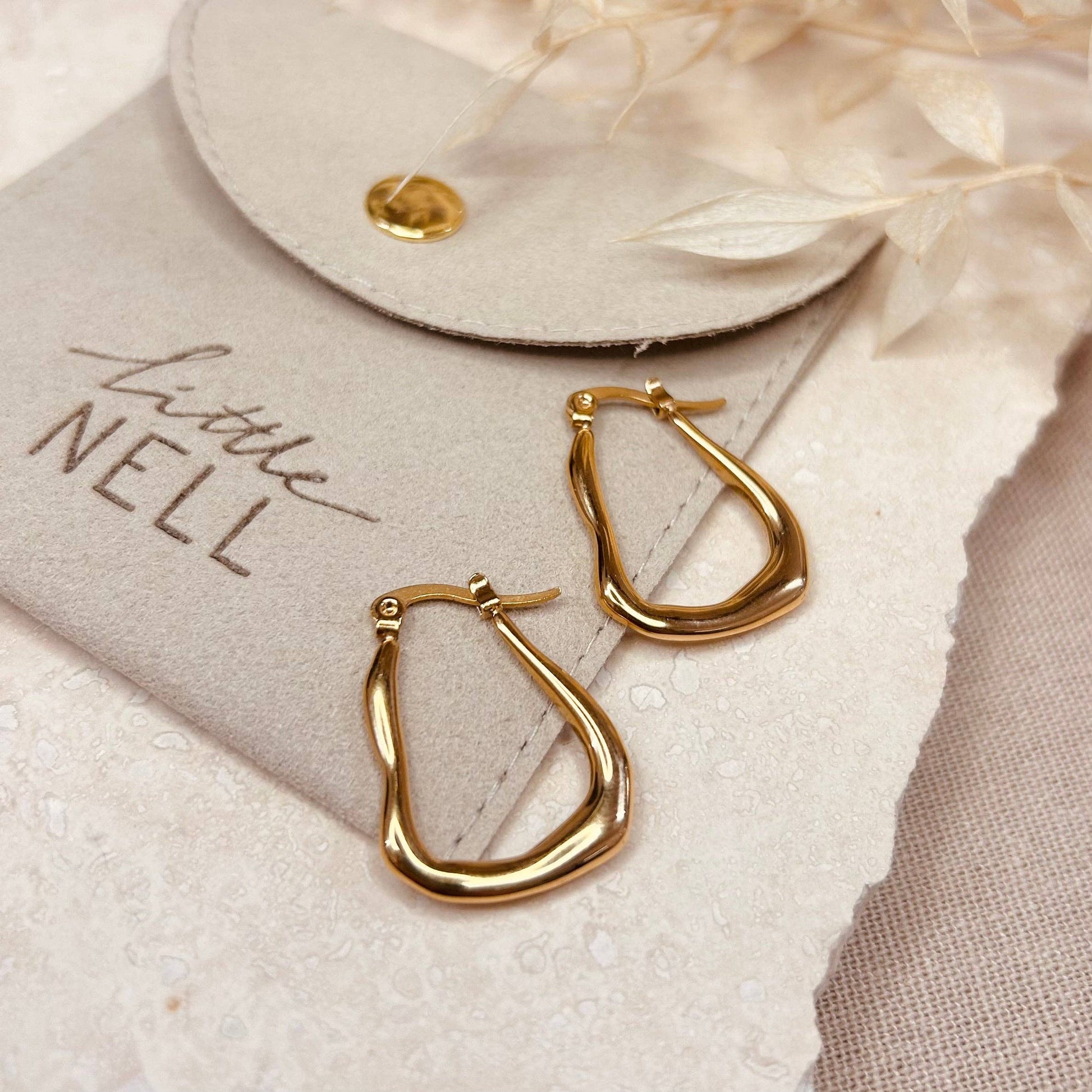 Gold plated abstract hoops