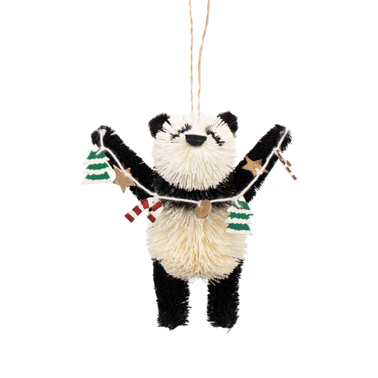 Bristle Panda Christmas Decoration, 13cm