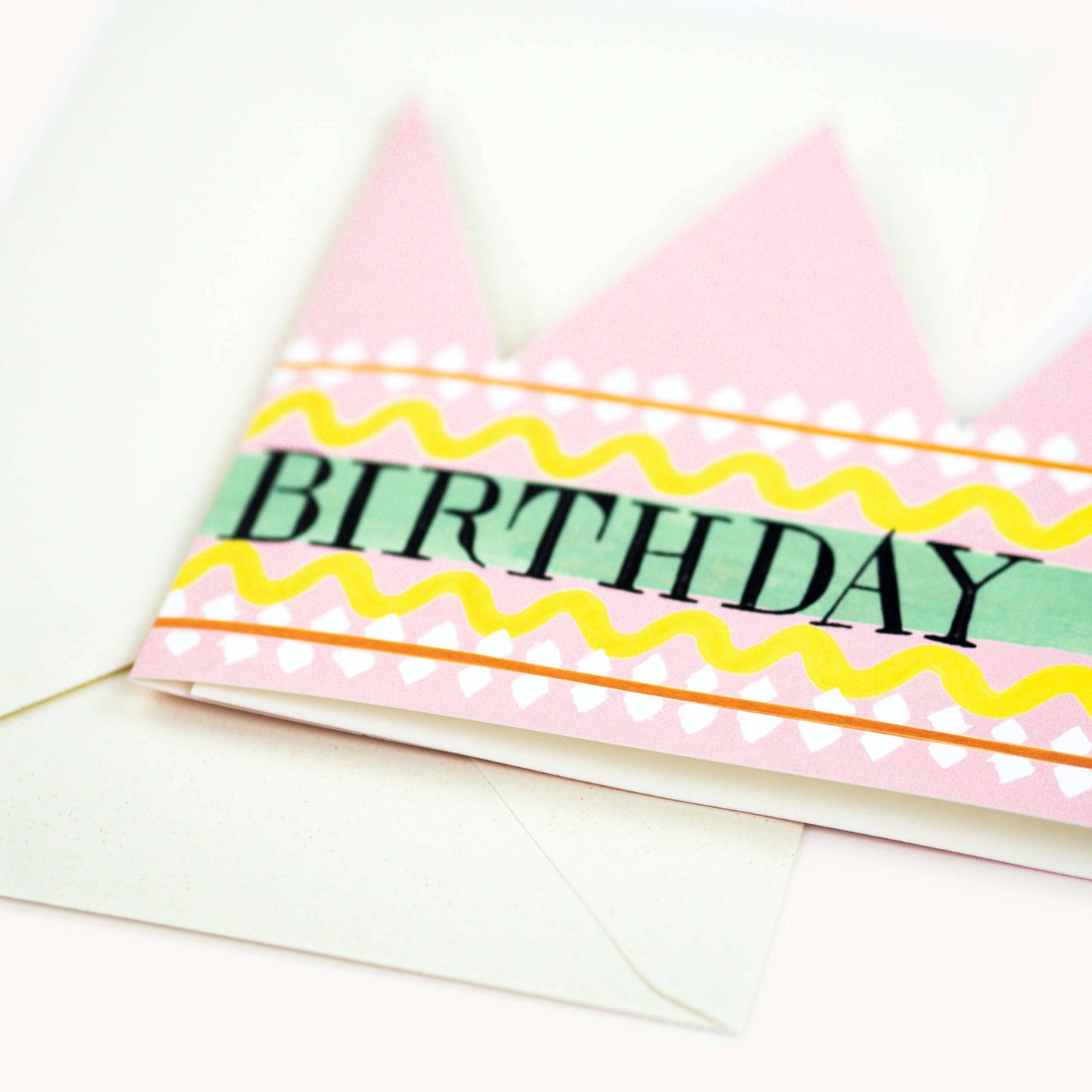 party hat card, pink with Birthday Queen text.