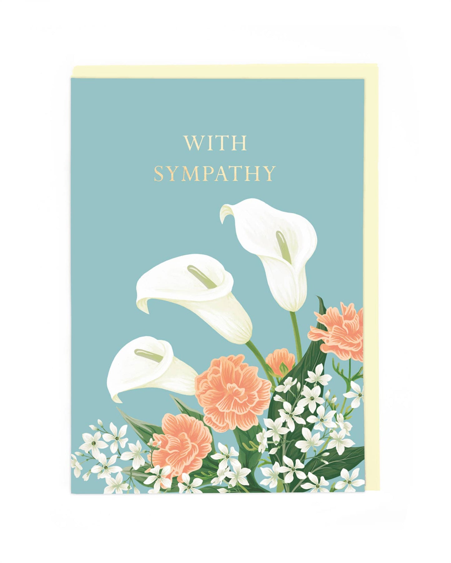 With Sympathy Greeting Card - Hand-Painted Floral Design