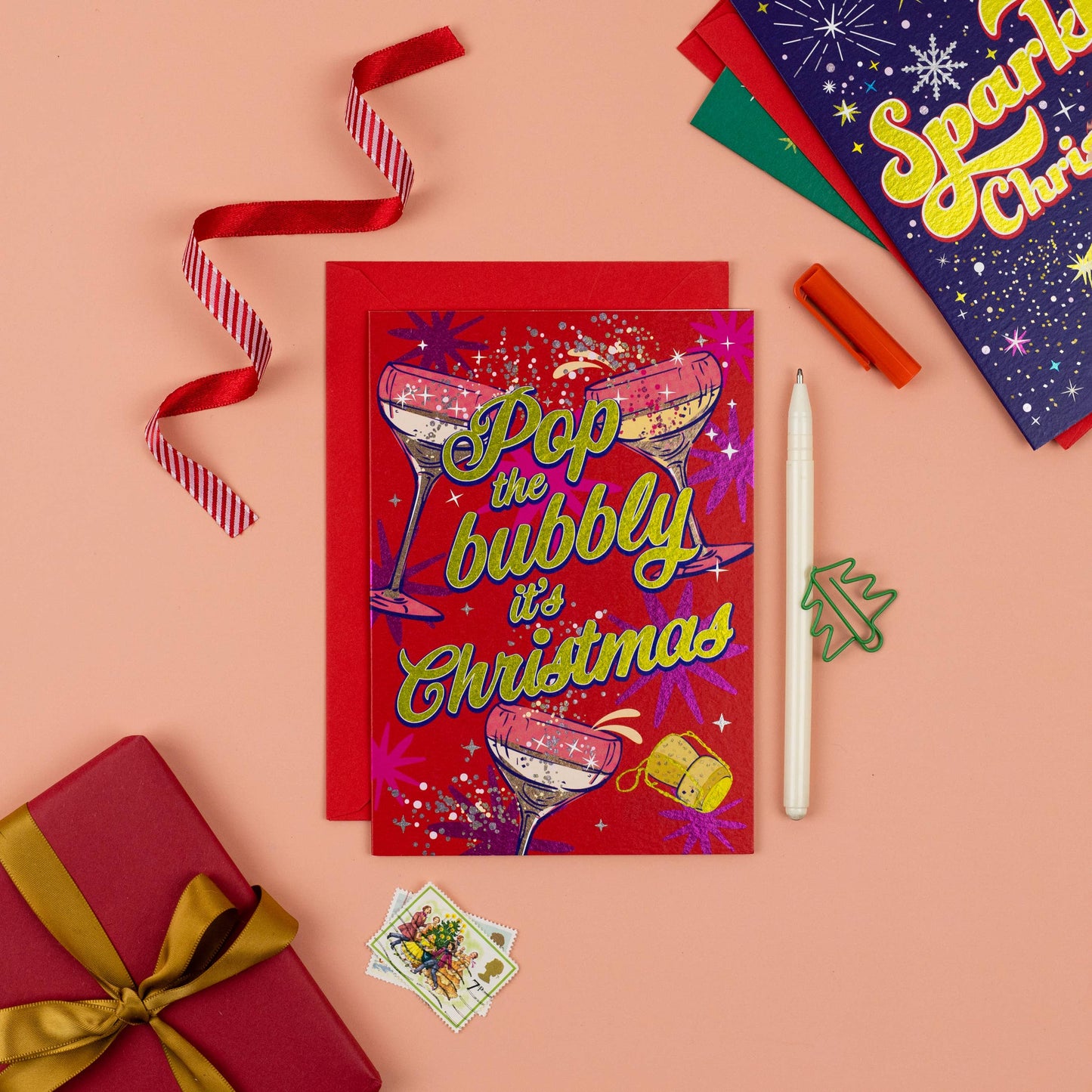 Pop The Bubbly Christmas Card
