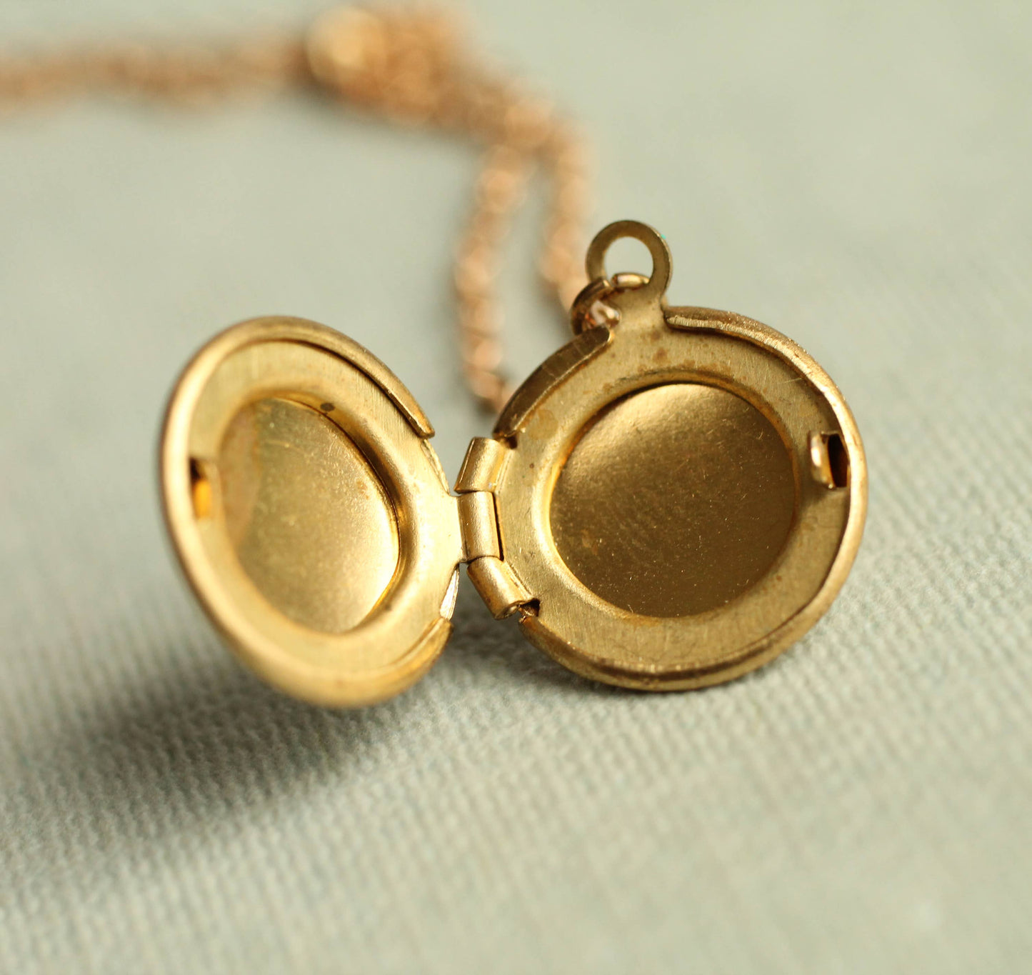 Tiny Brass Round Dandelion Locket Necklace