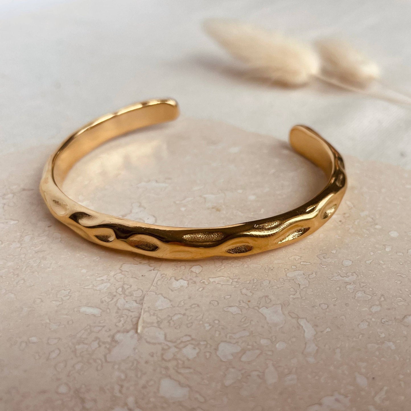 Gold plated hammered bangle