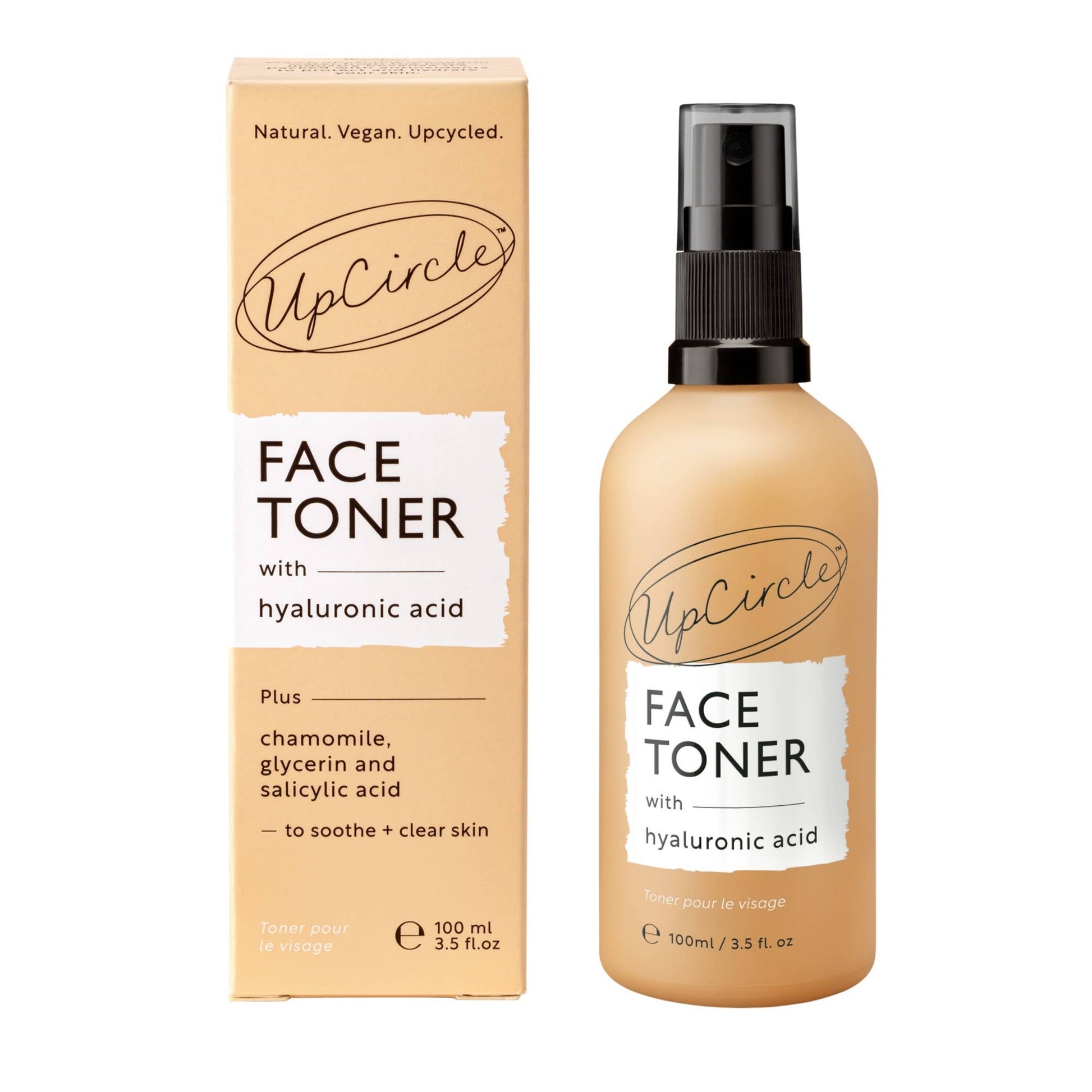 face toner with hyaluronic acid and chamomile, glycerin and salicylic acid